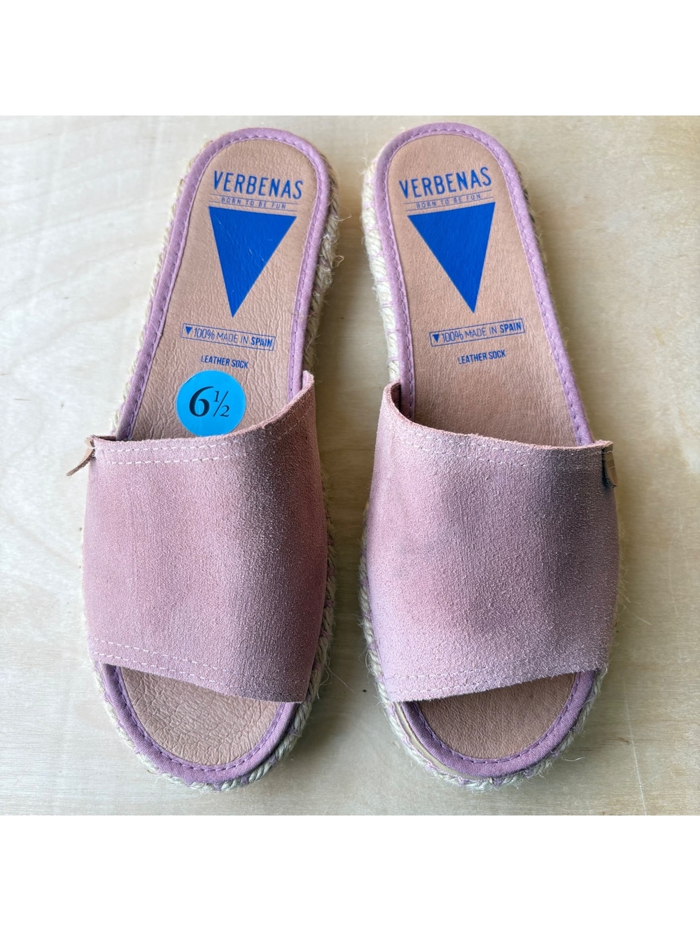 Verbenas Women’s US6-6.5 EU37 Leather Suede Sandals Slip On Pink Espadrilles